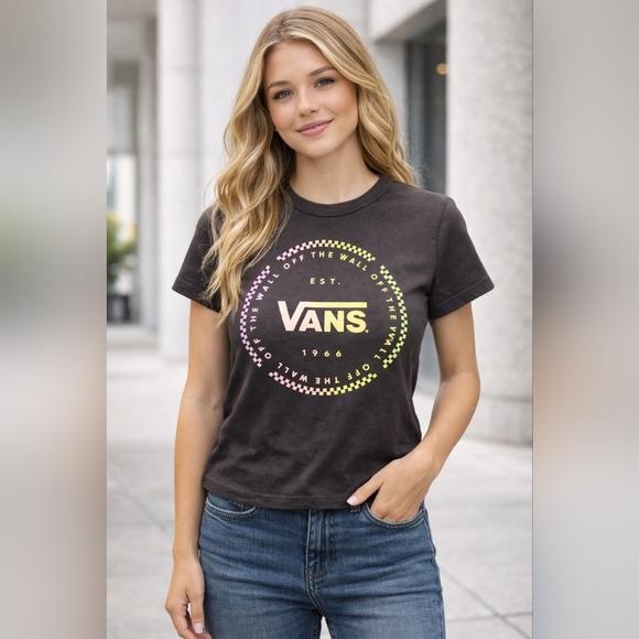 Vans Tops - Vans Tee - Brown with Multicolor Graphic